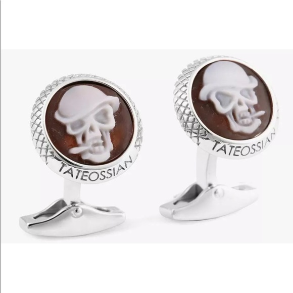 Authentic Tateossian Skull Cameo Silver Cufflinks - Picture 2 of 7